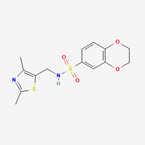molecular formula C14H16N2O4S2 B2907858 N-((2,4-dimethylthiazol-5-yl)methyl)-2,3-dihydrobenzo[b][1,4]dioxine-6-sulfonamide CAS No. 1396867-67-6