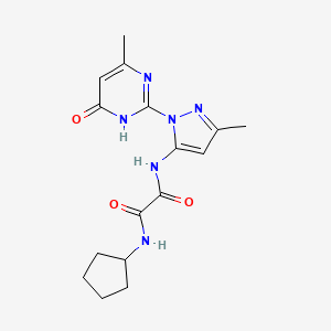 molecular formula C16H20N6O3 B2907859 N1-cyclopentyl-N2-(3-methyl-1-(4-methyl-6-oxo-1,6-dihydropyrimidin-2-yl)-1H-pyrazol-5-yl)oxalamide CAS No. 1014025-41-2