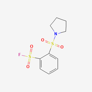molecular formula C10H12FNO4S2 B2907861 2-Pyrrolidin-1-ylsulfonylbenzenesulfonyl fluoride CAS No. 2138226-51-2