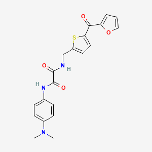 molecular formula C20H19N3O4S B2907862 N1-(4-(dimethylamino)phenyl)-N2-((5-(furan-2-carbonyl)thiophen-2-yl)methyl)oxalamide CAS No. 1797613-66-1