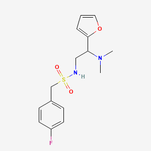 molecular formula C15H19FN2O3S B2907863 N-(2-(dimethylamino)-2-(furan-2-yl)ethyl)-1-(4-fluorophenyl)methanesulfonamide CAS No. 1210204-79-7