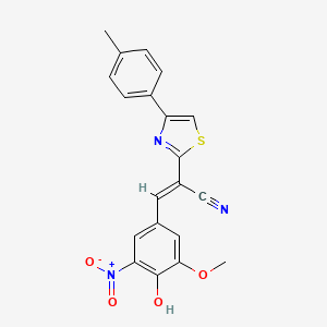 (2E)-3-(4-hydroxy-3-methoxy-5-nitrophenyl)-2-[4-(4-methylphenyl)-1,3-thiazol-2-yl]prop-2-enenitrile