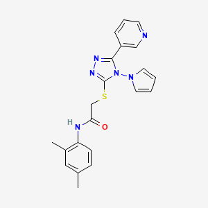 molecular formula C21H20N6OS B2907884 N-(2,4-dimethylphenyl)-2-{[5-(pyridin-3-yl)-4-(1H-pyrrol-1-yl)-4H-1,2,4-triazol-3-yl]sulfanyl}acetamide CAS No. 886935-33-7