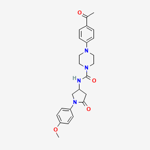 molecular formula C24H28N4O4 B2907900 4-(4-acetylphenyl)-N-[1-(4-methoxyphenyl)-5-oxopyrrolidin-3-yl]piperazine-1-carboxamide CAS No. 891101-41-0