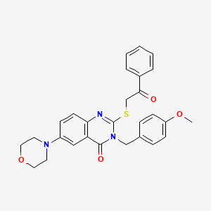 3-[(4-Methoxyphenyl)methyl]-6-morpholin-4-yl-2-phenacylsulfanylquinazolin-4-one