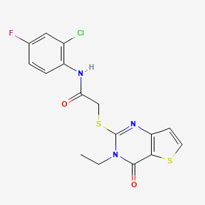 molecular formula C16H13ClFN3O2S2 B2907903 N-(2-chloro-4-fluorophenyl)-2-[(3-ethyl-4-oxo-3,4-dihydrothieno[3,2-d]pyrimidin-2-yl)sulfanyl]acetamide CAS No. 1252820-22-6