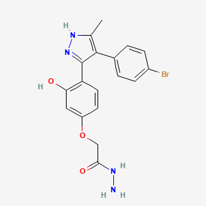 molecular formula C18H17BrN4O3 B2907912 2-(4-(4-(4-bromophenyl)-5-methyl-1H-pyrazol-3-yl)-3-hydroxyphenoxy)acetohydrazide CAS No. 879566-06-0