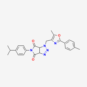 molecular formula C25H25N5O3 B2907916 5-(4-isopropylphenyl)-1-((5-methyl-2-(p-tolyl)oxazol-4-yl)methyl)-1,6a-dihydropyrrolo[3,4-d][1,2,3]triazole-4,6(3aH,5H)-dione CAS No. 1052615-53-8