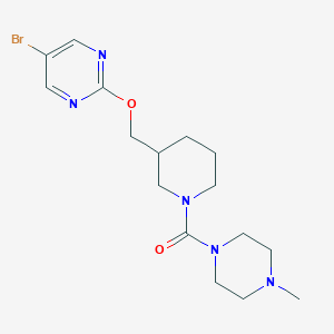 molecular formula C16H24BrN5O2 B2907925 [3-[(5-Bromopyrimidin-2-yl)oxymethyl]piperidin-1-yl]-(4-methylpiperazin-1-yl)methanone CAS No. 2379976-67-5