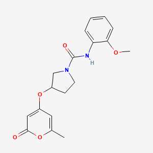 molecular formula C18H20N2O5 B2907931 N-(2-methoxyphenyl)-3-((6-methyl-2-oxo-2H-pyran-4-yl)oxy)pyrrolidine-1-carboxamide CAS No. 1795423-49-2