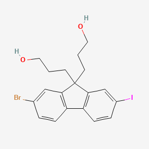 molecular formula C19H20BrIO2 B2907934 3,3'-(2-Bromo-7-iodo-9H-fluorene-9,9-diyl)bis(propan-1-ol) CAS No. 1315468-05-3
