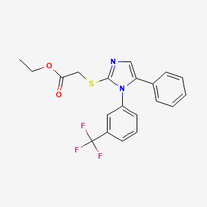 molecular formula C20H17F3N2O2S B2907935 ethyl 2-((5-phenyl-1-(3-(trifluoromethyl)phenyl)-1H-imidazol-2-yl)thio)acetate CAS No. 1226441-51-5