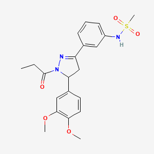 molecular formula C21H25N3O5S B2907939 N-(3-(5-(3,4-dimethoxyphenyl)-1-propionyl-4,5-dihydro-1H-pyrazol-3-yl)phenyl)methanesulfonamide CAS No. 797775-05-4