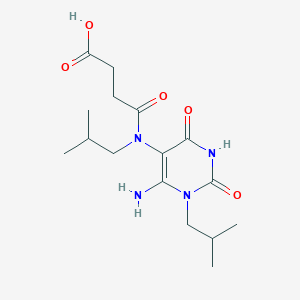molecular formula C16H26N4O5 B2907954 3-{[6-Amino-1-(2-methylpropyl)-2,4-dioxo-1,2,3,4-tetrahydropyrimidin-5-yl](2-methylpropyl)carbamoyl}propanoic acid CAS No. 730992-55-9