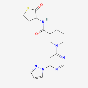 1-(6-(1H-pyrazol-1-yl)pyrimidin-4-yl)-N-(2-oxotetrahydrothiophen-3-yl)piperidine-3-carboxamide