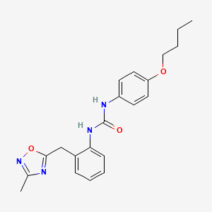 molecular formula C21H24N4O3 B2907972 1-(4-Butoxyphenyl)-3-(2-((3-methyl-1,2,4-oxadiazol-5-yl)methyl)phenyl)urea CAS No. 1448124-86-4