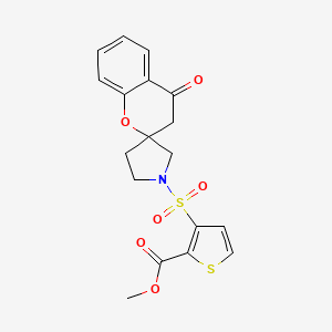 molecular formula C18H17NO6S2 B2907983 Methyl 3-((4-oxospiro[chroman-2,3'-pyrrolidin]-1'-yl)sulfonyl)thiophene-2-carboxylate CAS No. 1448045-24-6