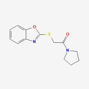 molecular formula C13H14N2O2S B2907996 2-(1,3-Benzoxazol-2-ylsulfanyl)-1-pyrrolidin-1-ylethanone CAS No. 403833-11-4