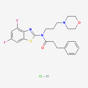 molecular formula C23H26ClF2N3O2S B2908013 N-(4,6-difluorobenzo[d]thiazol-2-yl)-N-(3-morpholinopropyl)-3-phenylpropanamide hydrochloride CAS No. 1215502-22-9