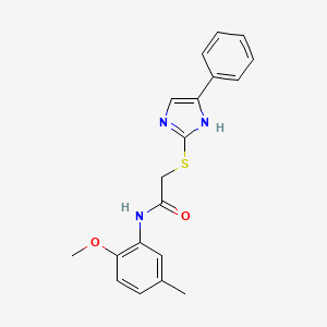 molecular formula C19H19N3O2S B2908016 N-(2-methoxy-5-methylphenyl)-2-((5-phenyl-1H-imidazol-2-yl)thio)acetamide CAS No. 941911-83-7