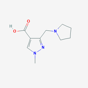 molecular formula C10H15N3O2 B2908018 1-Methyl-3-(pyrrolidin-1-ylmethyl)pyrazole-4-carboxylic acid CAS No. 1975118-86-5