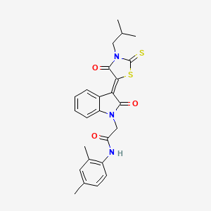 molecular formula C25H25N3O3S2 B2908024 N-(2,4-dimethylphenyl)-2-[(3Z)-3-(3-isobutyl-4-oxo-2-thioxo-1,3-thiazolidin-5-ylidene)-2-oxo-2,3-dihydro-1H-indol-1-yl]acetamide CAS No. 618072-11-0