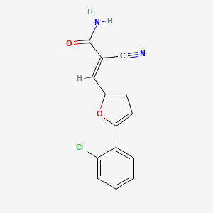 molecular formula C14H9ClN2O2 B2908025 (E)-3-(5-(2-chlorophenyl)furan-2-yl)-2-cyanoacrylamide CAS No. 301691-16-7