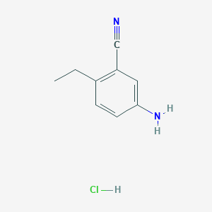 molecular formula C9H11ClN2 B2908035 5-Amino-2-ethylbenzonitrile;hydrochloride CAS No. 2490401-66-4