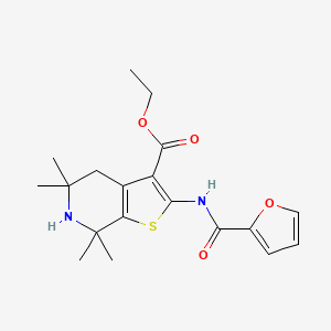 molecular formula C19H24N2O4S B2908037 Ethyl 2-(furan-2-carboxamido)-5,5,7,7-tetramethyl-4,5,6,7-tetrahydrothieno[2,3-c]pyridine-3-carboxylate CAS No. 864860-33-3