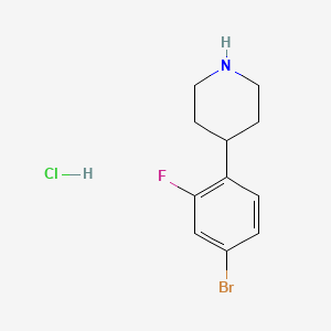 molecular formula C11H14BrClFN B2908043 4-(4-Bromo-2-fluorophenyl)piperidine;hydrochloride CAS No. 2287335-48-0