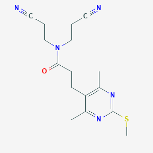molecular formula C16H21N5OS B2908044 N,N-bis(2-cyanoethyl)-3-[4,6-dimethyl-2-(methylsulfanyl)pyrimidin-5-yl]propanamide CAS No. 1252185-68-4