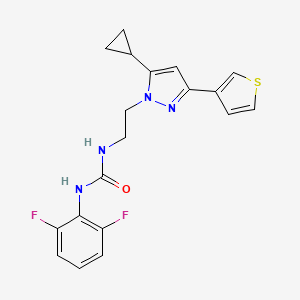 molecular formula C19H18F2N4OS B2908045 1-(2-(5-cyclopropyl-3-(thiophen-3-yl)-1H-pyrazol-1-yl)ethyl)-3-(2,6-difluorophenyl)urea CAS No. 2034477-53-5
