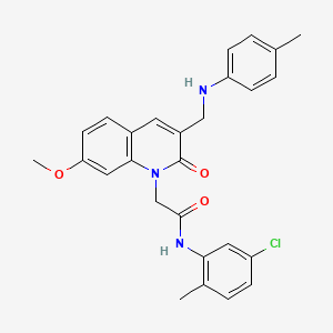 molecular formula C27H26ClN3O3 B2908052 N-(5-chloro-2-methylphenyl)-2-(7-methoxy-2-oxo-3-((p-tolylamino)methyl)quinolin-1(2H)-yl)acetamide CAS No. 893787-57-0