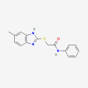 molecular formula C16H15N3OS B2908066 2-((5-methyl-1H-benzo[d]imidazol-2-yl)thio)-N-phenylacetamide CAS No. 331966-85-9