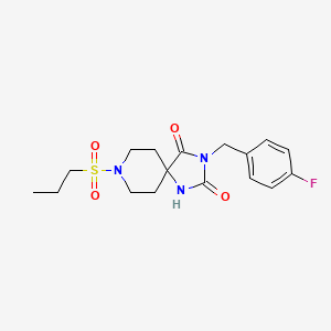 molecular formula C17H22FN3O4S B2908069 3-(4-Fluorobenzyl)-8-(propylsulfonyl)-1,3,8-triazaspiro[4.5]decane-2,4-dione CAS No. 1021081-45-7