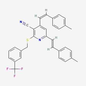 4,6-Bis(4-methylstyryl)-2-{[3-(trifluoromethyl)benzyl]sulfanyl}nicotinonitrile