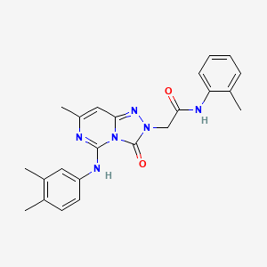 molecular formula C23H24N6O2 B2908089 2-[5-(3,4-dimethylanilino)-7-methyl-3-oxo[1,2,4]triazolo[4,3-c]pyrimidin-2(3H)-yl]-N~1~-(2-methylphenyl)acetamide CAS No. 1251594-25-8