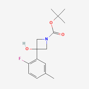molecular formula C15H20FNO3 B2908105 Tert-butyl 3-(2-fluoro-5-methylphenyl)-3-hydroxyazetidine-1-carboxylate CAS No. 1493550-86-9
