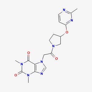 molecular formula C18H21N7O4 B2908107 1,3-dimethyl-7-(2-{3-[(2-methylpyrimidin-4-yl)oxy]pyrrolidin-1-yl}-2-oxoethyl)-2,3,6,7-tetrahydro-1H-purine-2,6-dione CAS No. 2034523-59-4