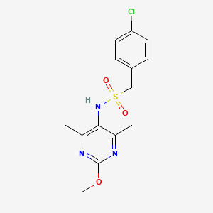 molecular formula C14H16ClN3O3S B2908108 1-(4-chlorophenyl)-N-(2-methoxy-4,6-dimethylpyrimidin-5-yl)methanesulfonamide CAS No. 2192746-95-3