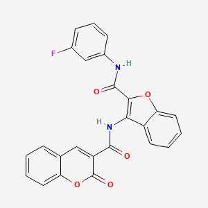 molecular formula C25H15FN2O5 B2908120 N-(2-((3-fluorophenyl)carbamoyl)benzofuran-3-yl)-2-oxo-2H-chromene-3-carboxamide CAS No. 862977-71-7