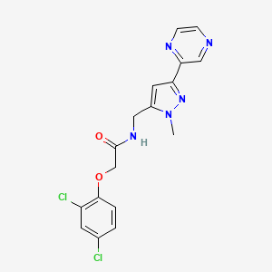 2-(2,4-dichlorophenoxy)-N-((1-methyl-3-(pyrazin-2-yl)-1H-pyrazol-5-yl)methyl)acetamide