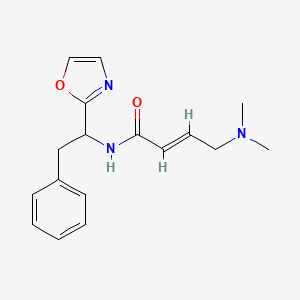 molecular formula C17H21N3O2 B2908138 (E)-4-(Dimethylamino)-N-[1-(1,3-oxazol-2-yl)-2-phenylethyl]but-2-enamide CAS No. 2411329-59-2