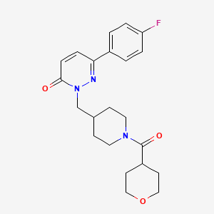 molecular formula C22H26FN3O3 B2908140 6-(4-氟苯基)-2-{[1-(氧杂-4-羰基)哌啶-4-基]甲基}-2,3-二氢哒嗪-3-酮 CAS No. 2097925-53-4