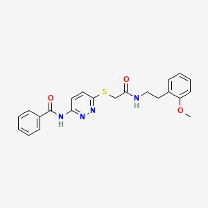 molecular formula C22H22N4O3S B2908142 N-(6-((2-((2-methoxyphenethyl)amino)-2-oxoethyl)thio)pyridazin-3-yl)benzamide CAS No. 1021120-03-5