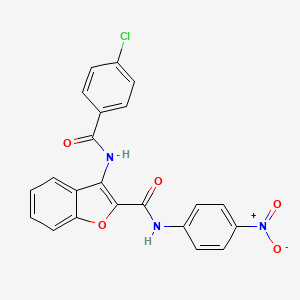 molecular formula C22H14ClN3O5 B2908143 3-(4-chlorobenzamido)-N-(4-nitrophenyl)benzofuran-2-carboxamide CAS No. 887898-42-2