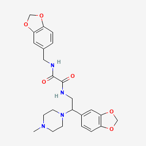 molecular formula C24H28N4O6 B2908149 N1-(2-(benzo[d][1,3]dioxol-5-yl)-2-(4-methylpiperazin-1-yl)ethyl)-N2-(benzo[d][1,3]dioxol-5-ylmethyl)oxalamide CAS No. 896338-32-2