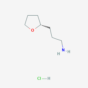 molecular formula C7H16ClNO B2908152 3-[(2S)-Oxolan-2-yl]propan-1-amine;hydrochloride CAS No. 2248188-67-0