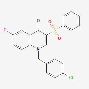 molecular formula C22H15ClFNO3S B2908156 1-(4-chlorobenzyl)-6-fluoro-3-(phenylsulfonyl)quinolin-4(1H)-one CAS No. 866726-03-6