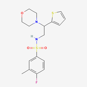 molecular formula C17H21FN2O3S2 B2908159 4-fluoro-3-methyl-N-(2-morpholino-2-(thiophen-2-yl)ethyl)benzenesulfonamide CAS No. 899999-41-8